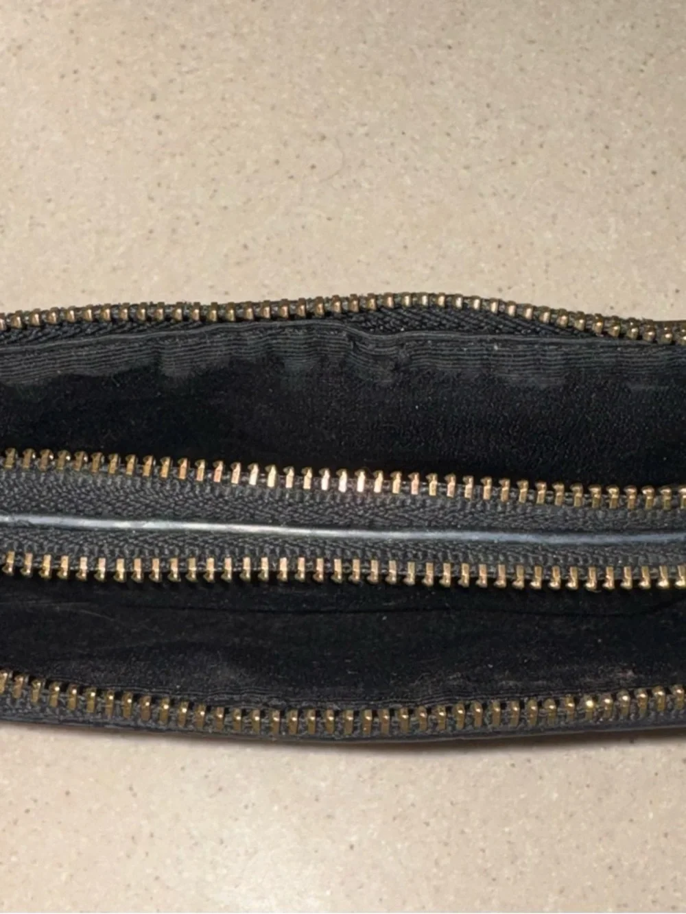 Coach Dark Brown Double Zip Pouch Wallet with Gold Logo
